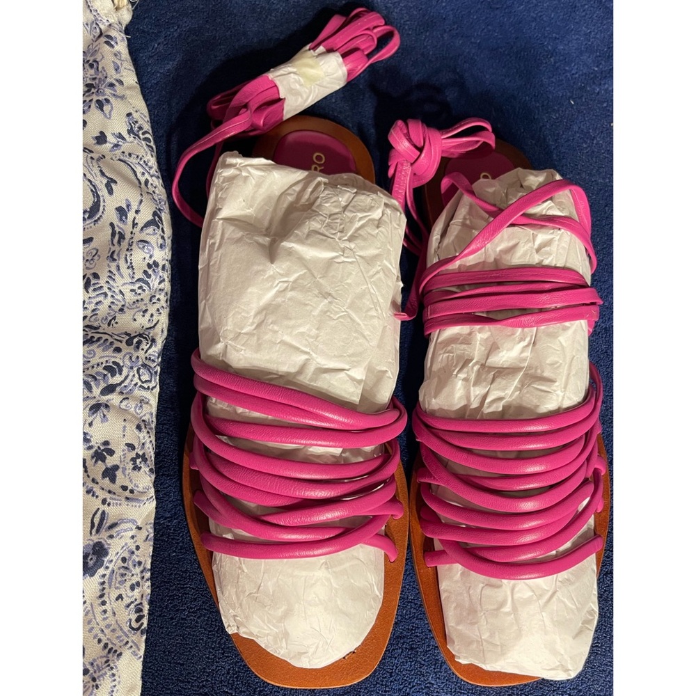 Anthropologie Pilcro Pink Tie-Up Strappy Sandals NWT SZ 10 - Picture 6 of 16